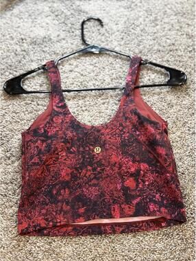 Lululemon Red and Black Patterned Sports Bra Crop Top
